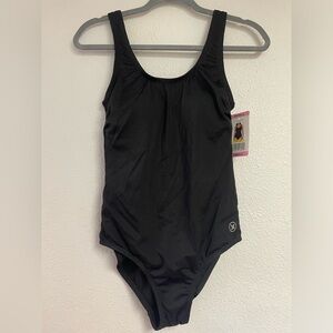 NEW Hurley Women's Solid Black Ribbed One-Piece Swimsuit Size Small